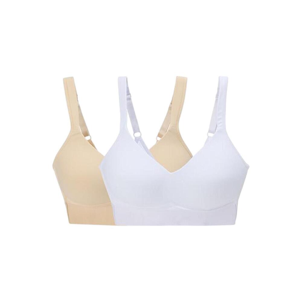 Rhonda Shear Women's 2pk Molded Cup Bra w/ Wrap Back White/Light Beige - Regular